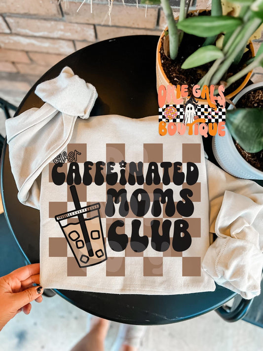 Over Caffeinated Moms Club Checkered