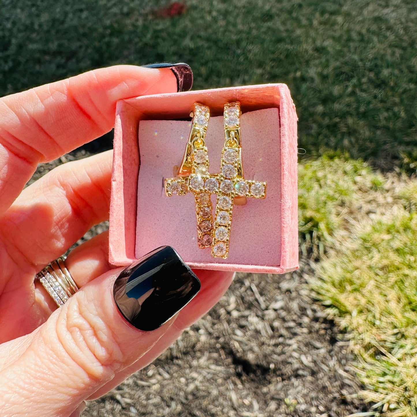 Angela Cross Earrings- Gold