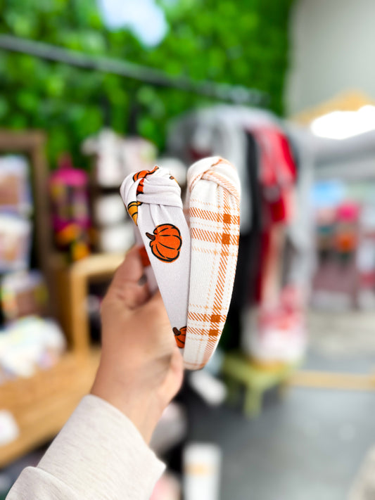 Orange Plaid Headband