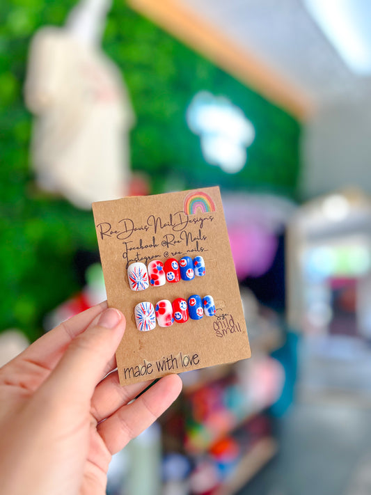 Press On Nail Set | RWB mix {size child’s small}
