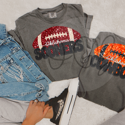 Faux Sequin, Faux Embroidery Football