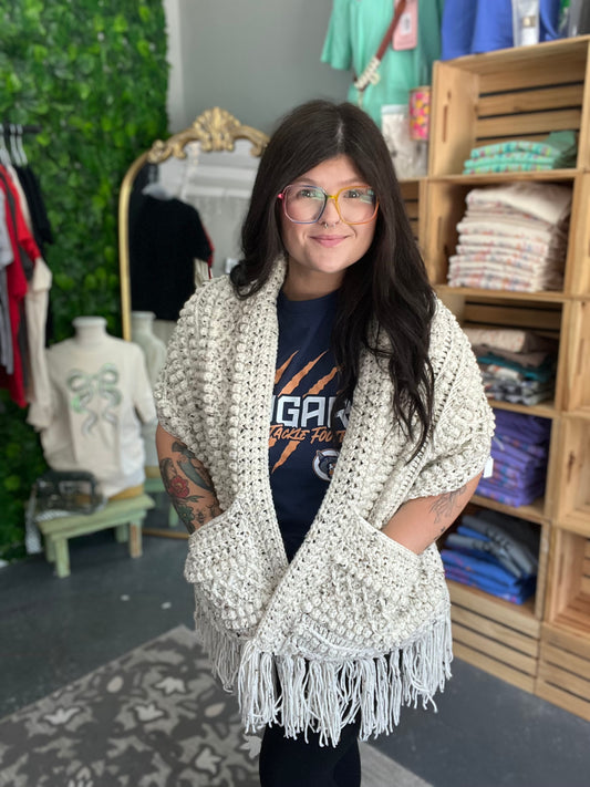 pocket scarf w/ fringe