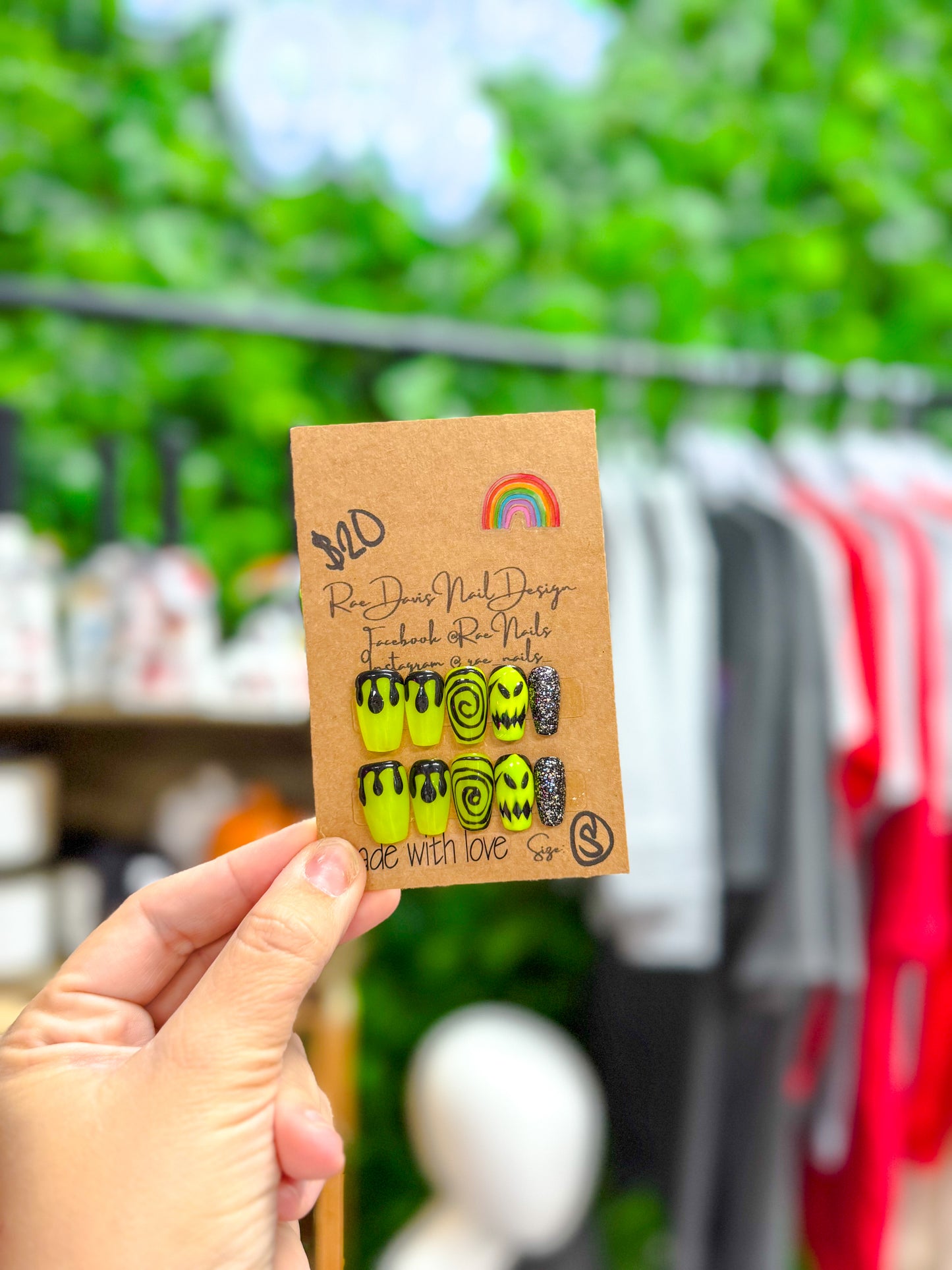 Press On Nail Set | lime halloween mix {size small}