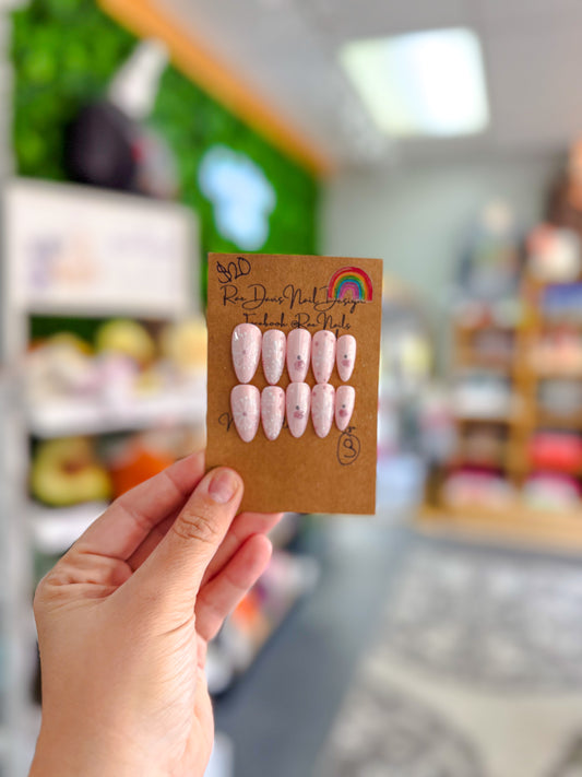 Press On Nail Set | baby pink Christmas {size small}