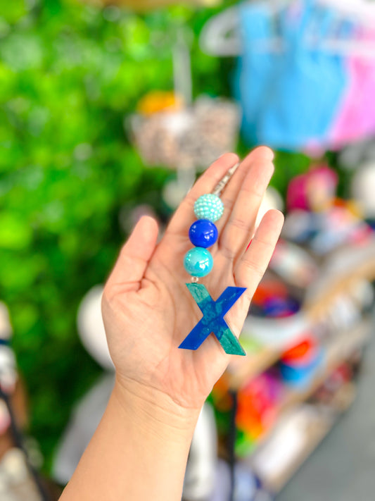 X {beaded keychain} - Blue
