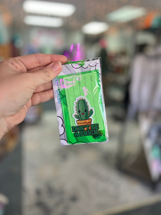 Cactus Don't Be A Prick, Green Bag/Luggage Tags w/loop