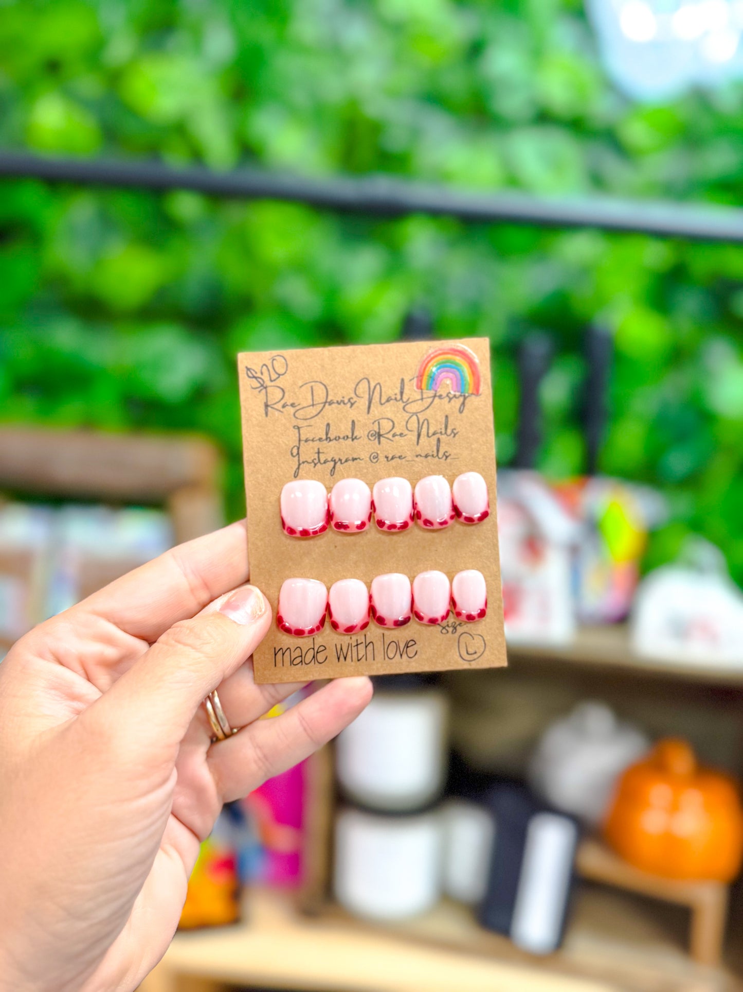 Press On Nail Set | red leopard french {size large}