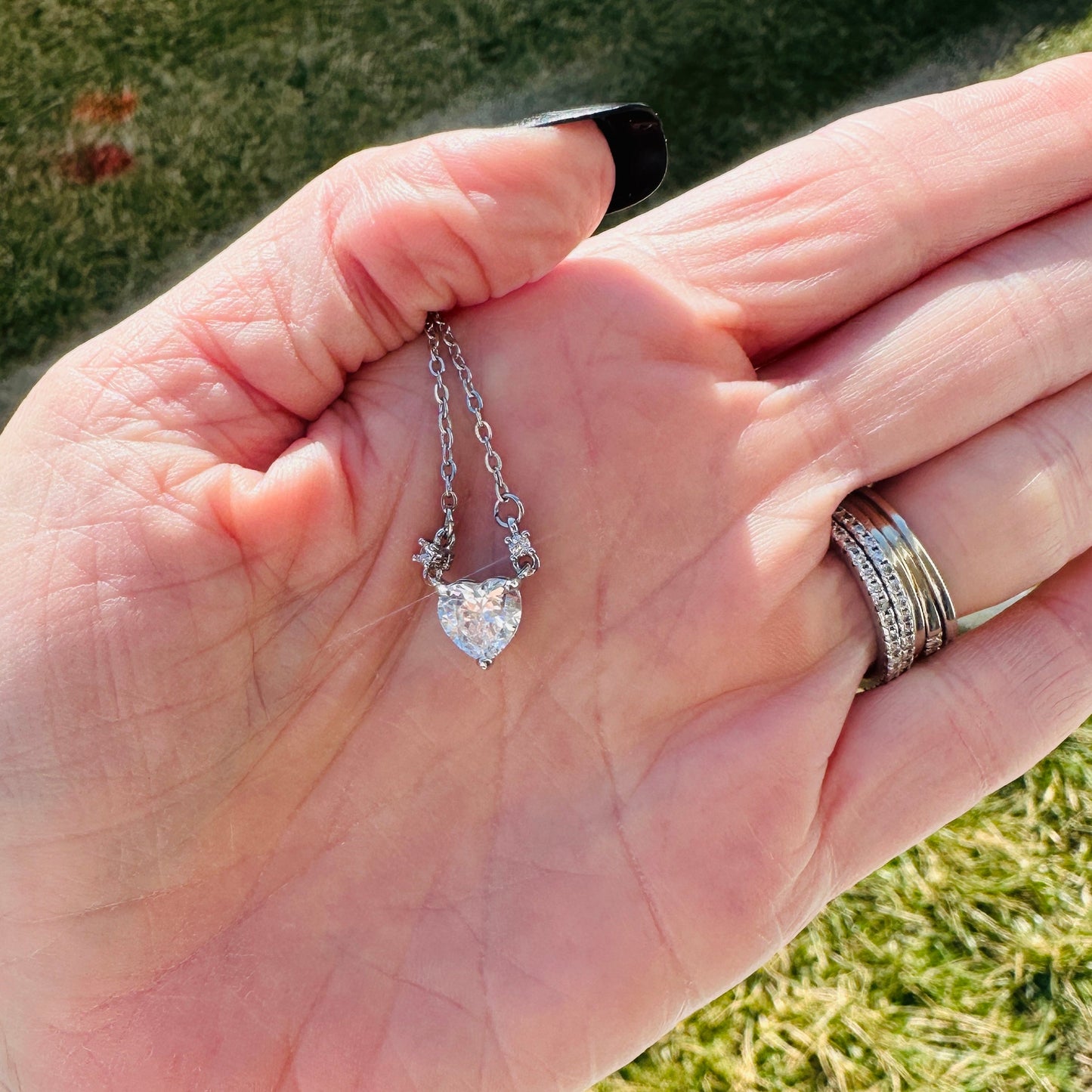 Charlotte Crystal Heart Necklace- 18"