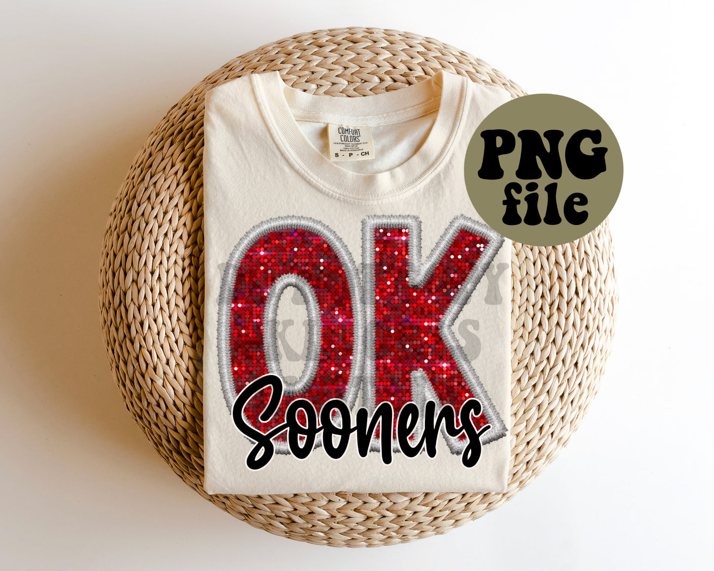 OK Sooners Faux Sequin Faux Embroidery Digital Download | PNG File