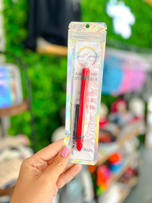 Red Crayon Pen {colored ink + extra ink refill}