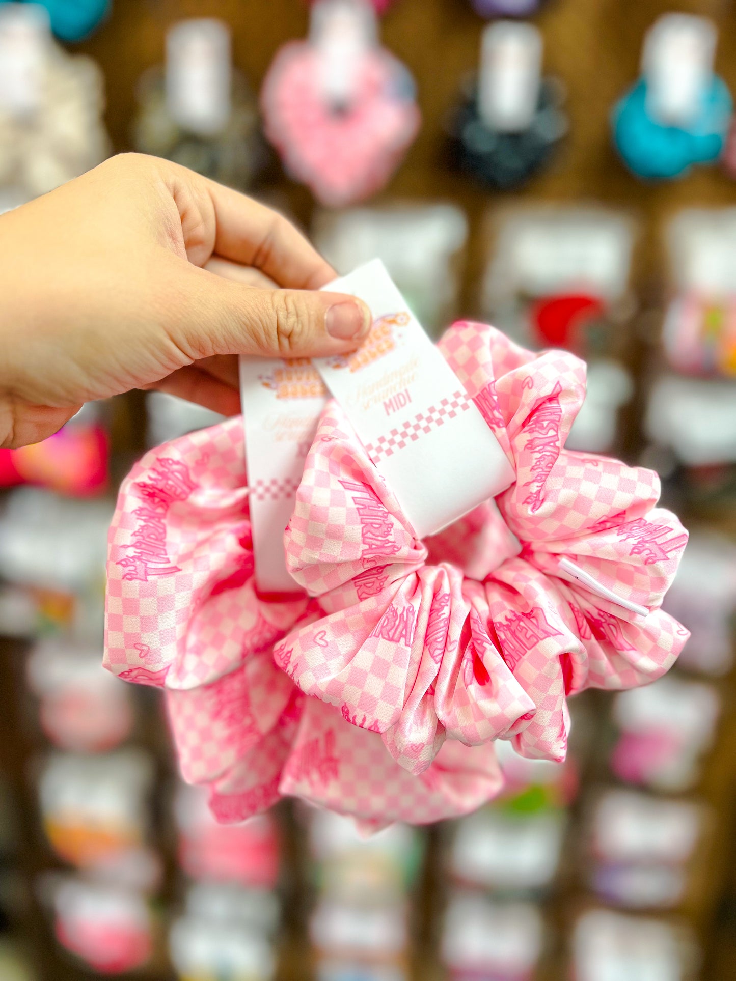 Pink Checkered Thrasher Scrunchie