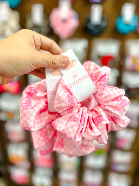 Pink Checkered Thrasher Scrunchie