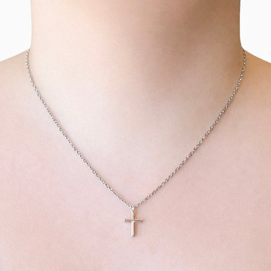 Michelle Silver Cross Necklace- 18"