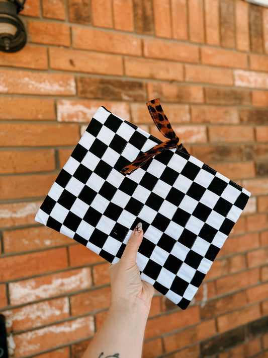 Laptop/iPad Case - Checkered + Leopard