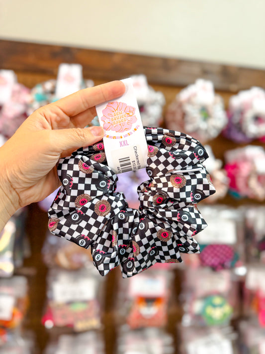 Checkered 8ball Scrunchie
