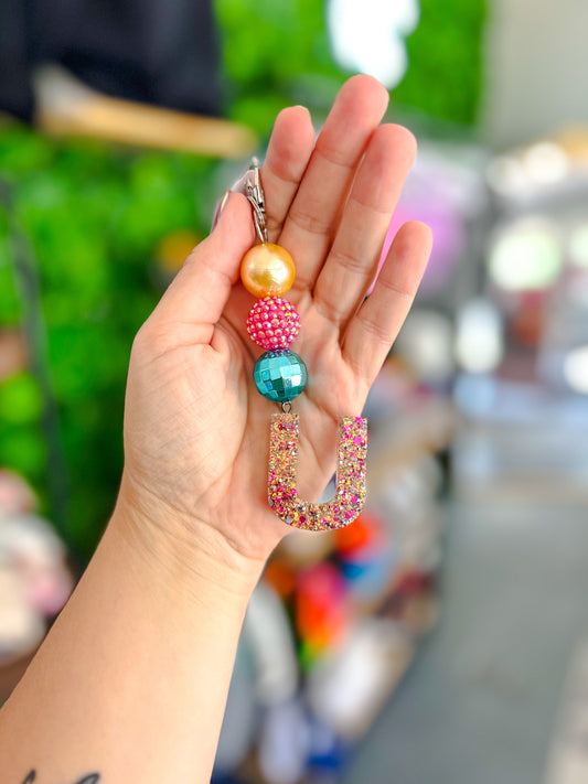 U {beaded keychain} - Clear Confetti