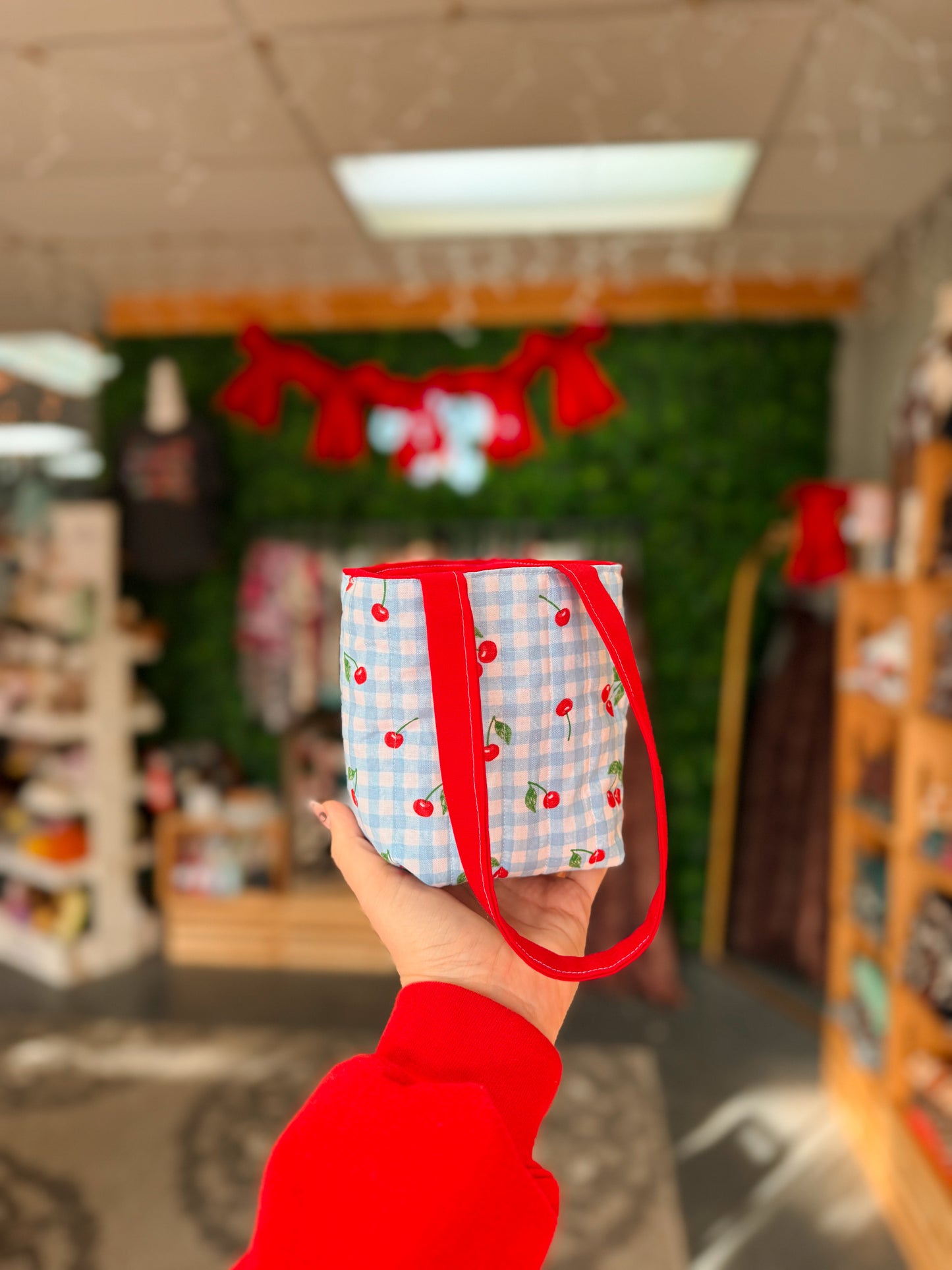 Toddler Mini Tote - Gingham Cherries