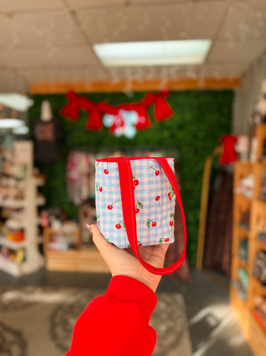 Toddler Mini Tote - Gingham Cherries