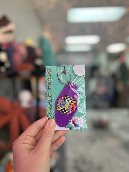 Preppy Hornets, Purple Motel Keychain