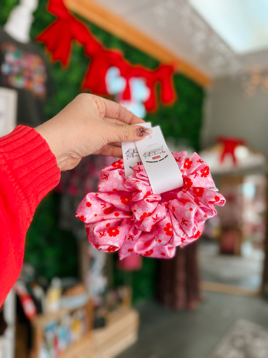 Pink + Floral Bows Scrunchie