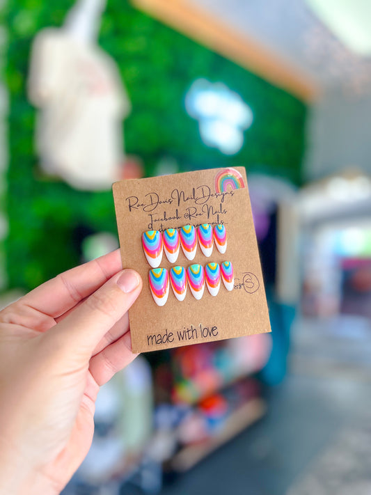 Press On Nail Set | Multi Swirl Pattern {size small}