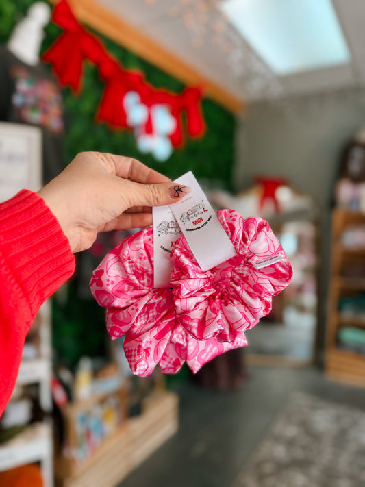 Pinks Bows + Candy Hearts Scrunchie