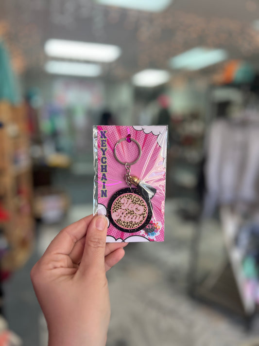 YeeHaw Leopard/Pink Circle Keychain