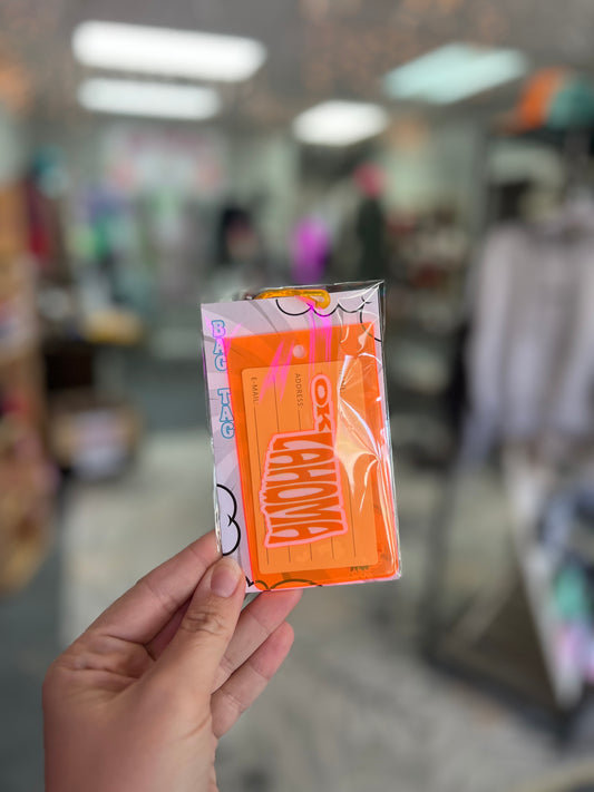 Oklahoma, Orange Bag/Luggage Tags w/loop