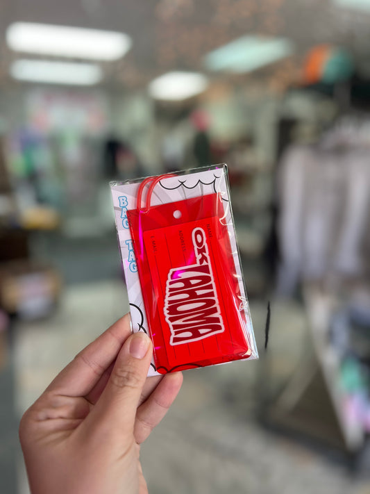 Oklahoma, Red Bag/Luggage Tags w/loop