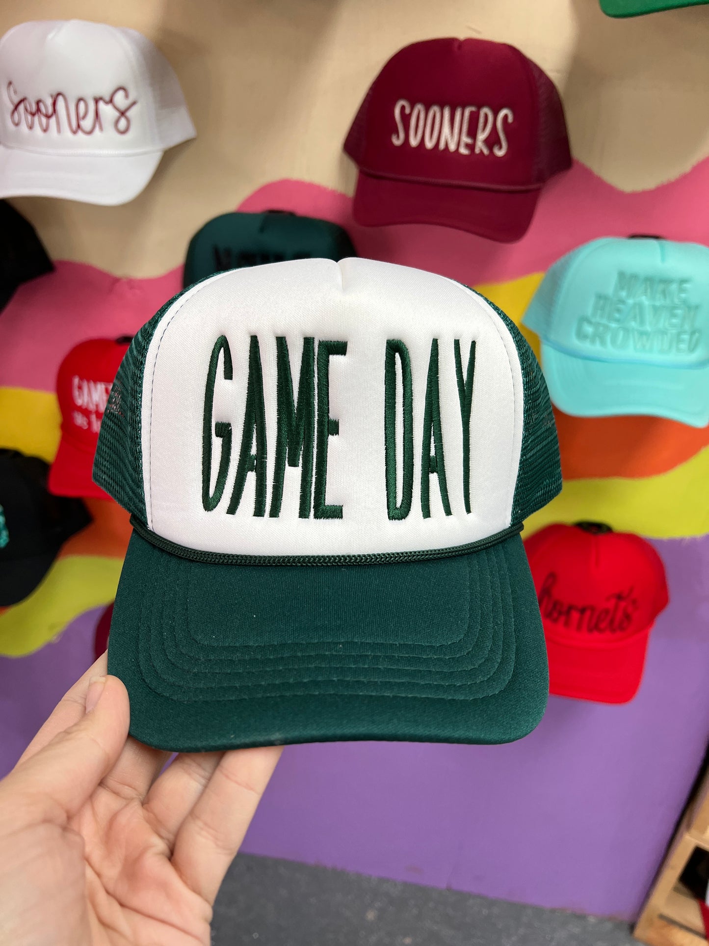 GREEN AND WHITE TRUCKER GAME DAY