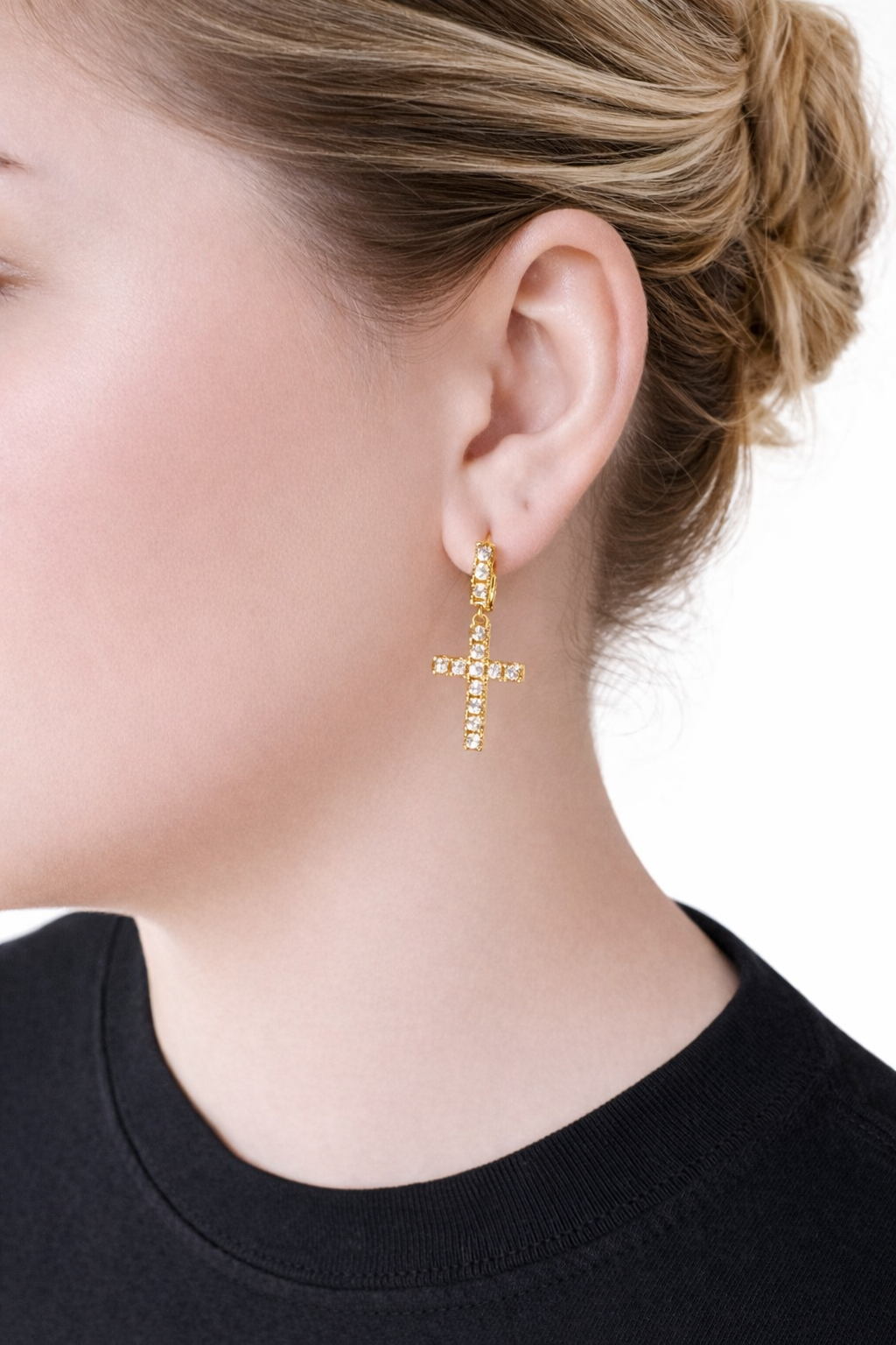 Angela Cross Earrings- Gold