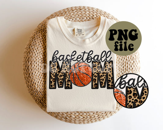 Basketball Mom Faux Sequin Faux Embroidery Digital Download | PNG File