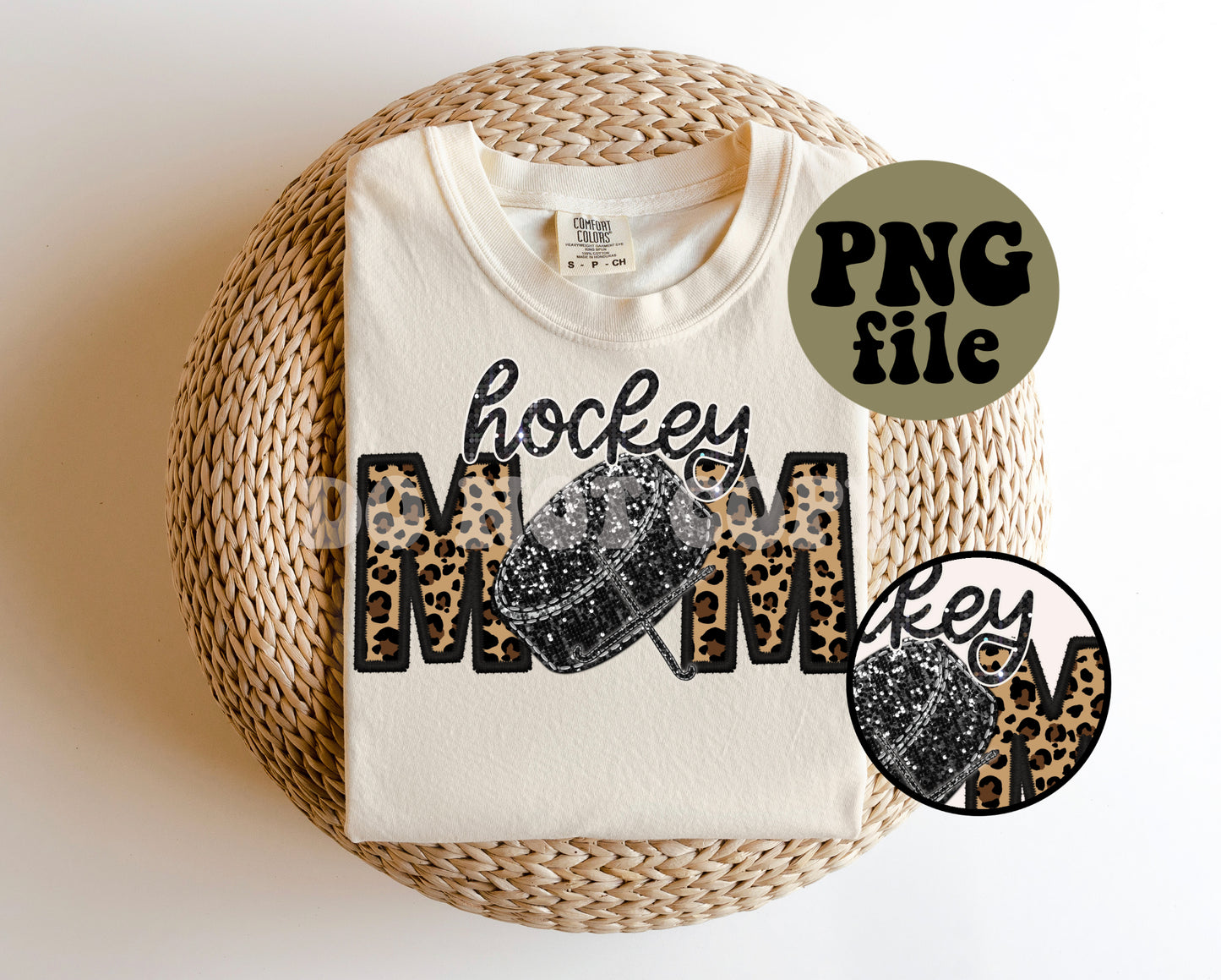 Hockey Mom Faux Sequin Faux Embroidery Digital Download | PNG File