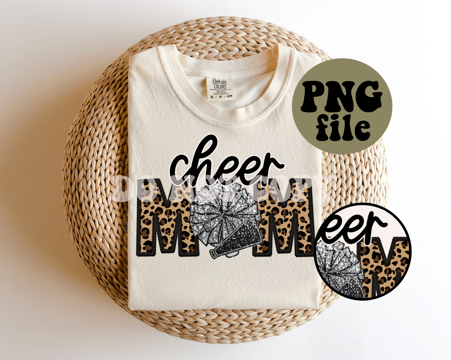 Cheer Mom Faux Sequin Faux Embroidery Digital Download | PNG File
