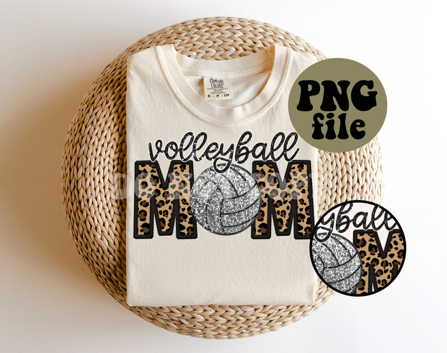 Volleyball Mom Faux Sequin Faux Embroidery Digital Download | PNG File