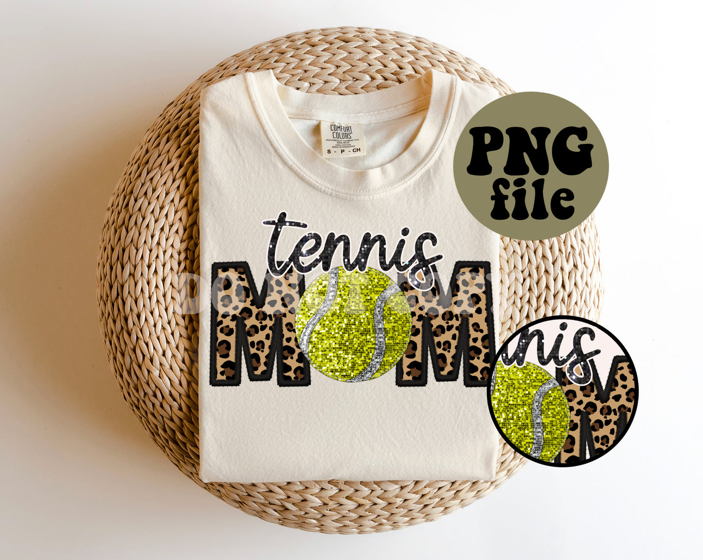 Tennis Mom Faux Sequin Faux Embroidery Digital Download | PNG File