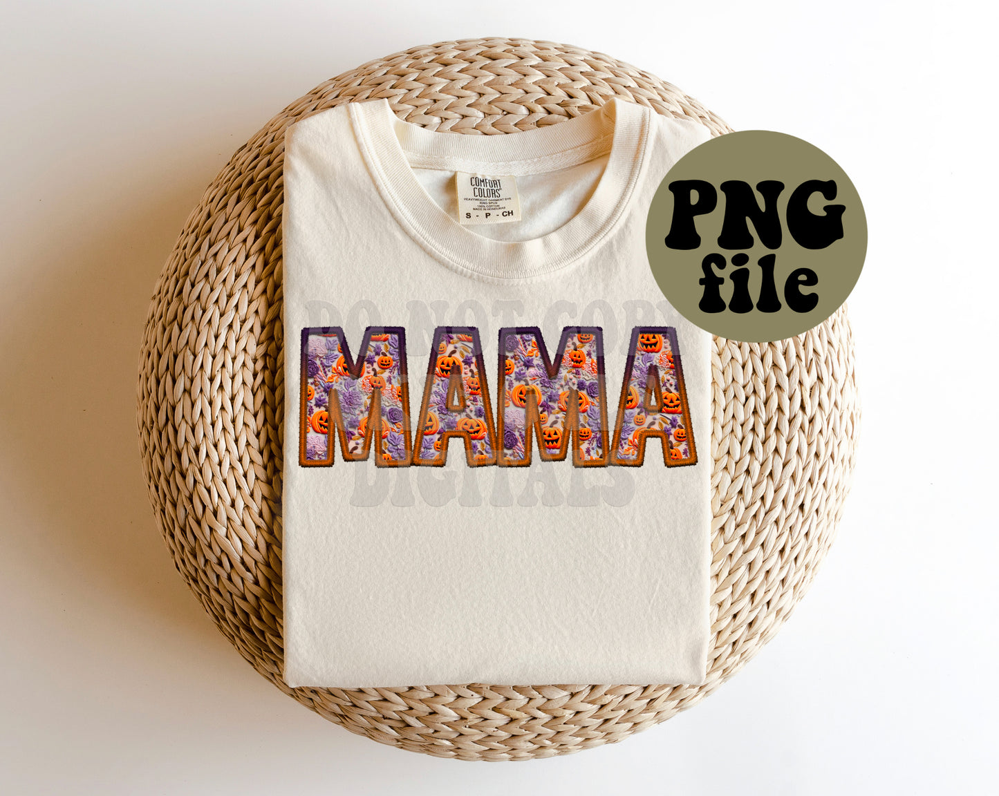 Halloween Mama Faux Embroidery Digital Download | PNG File