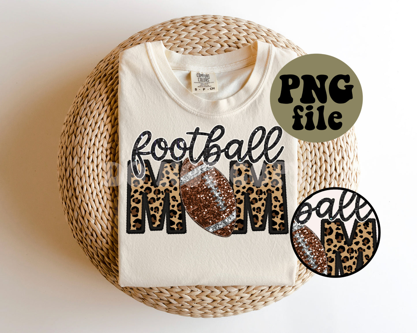 Football Mom Faux Sequin Faux Embroidery Digital Download | PNG File
