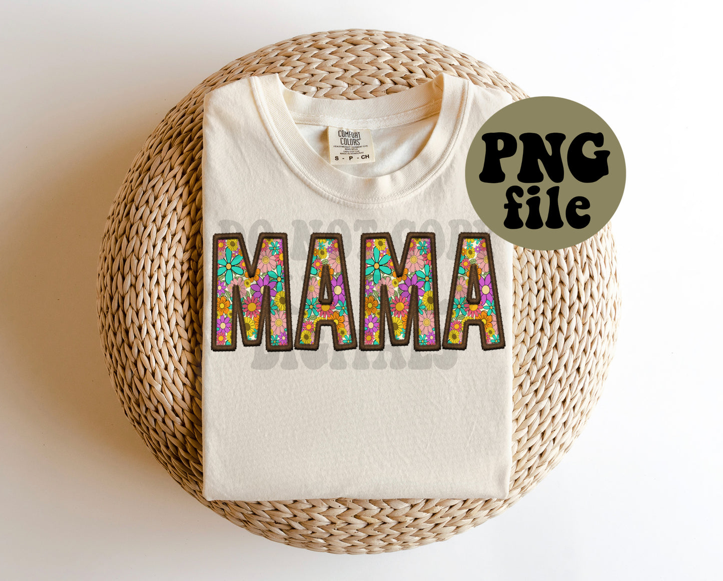 Mama Floral Faux Embroidery Digital Download | PNG File