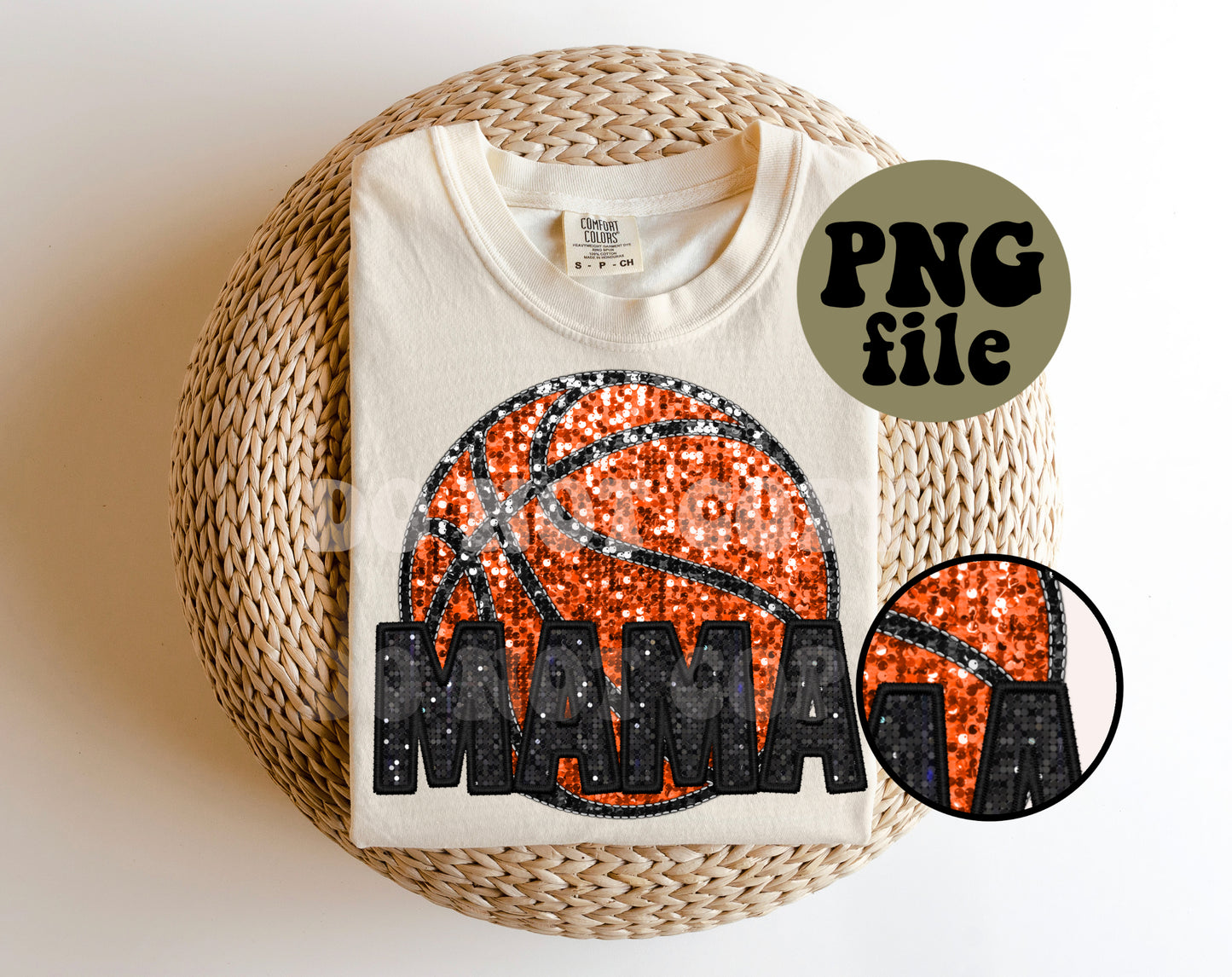 Basketball Mama Faux Sequin Faux Embroidery Digital Download | PNG File