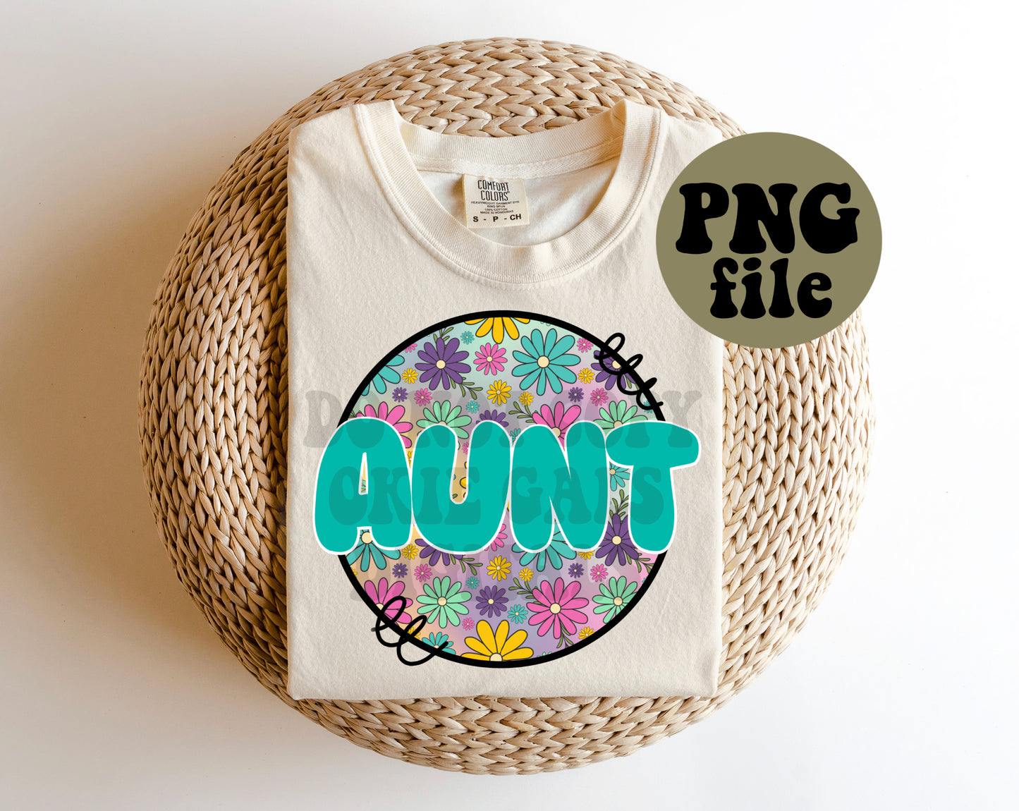 Aunt Floral Circle Digital Download | PNG File