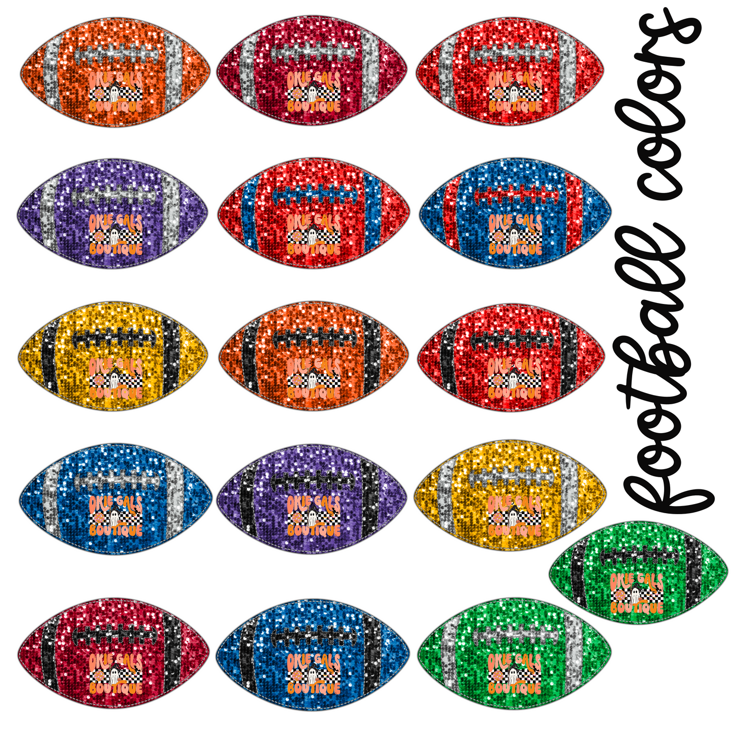 Custom Team Name With Faux Sequin Football