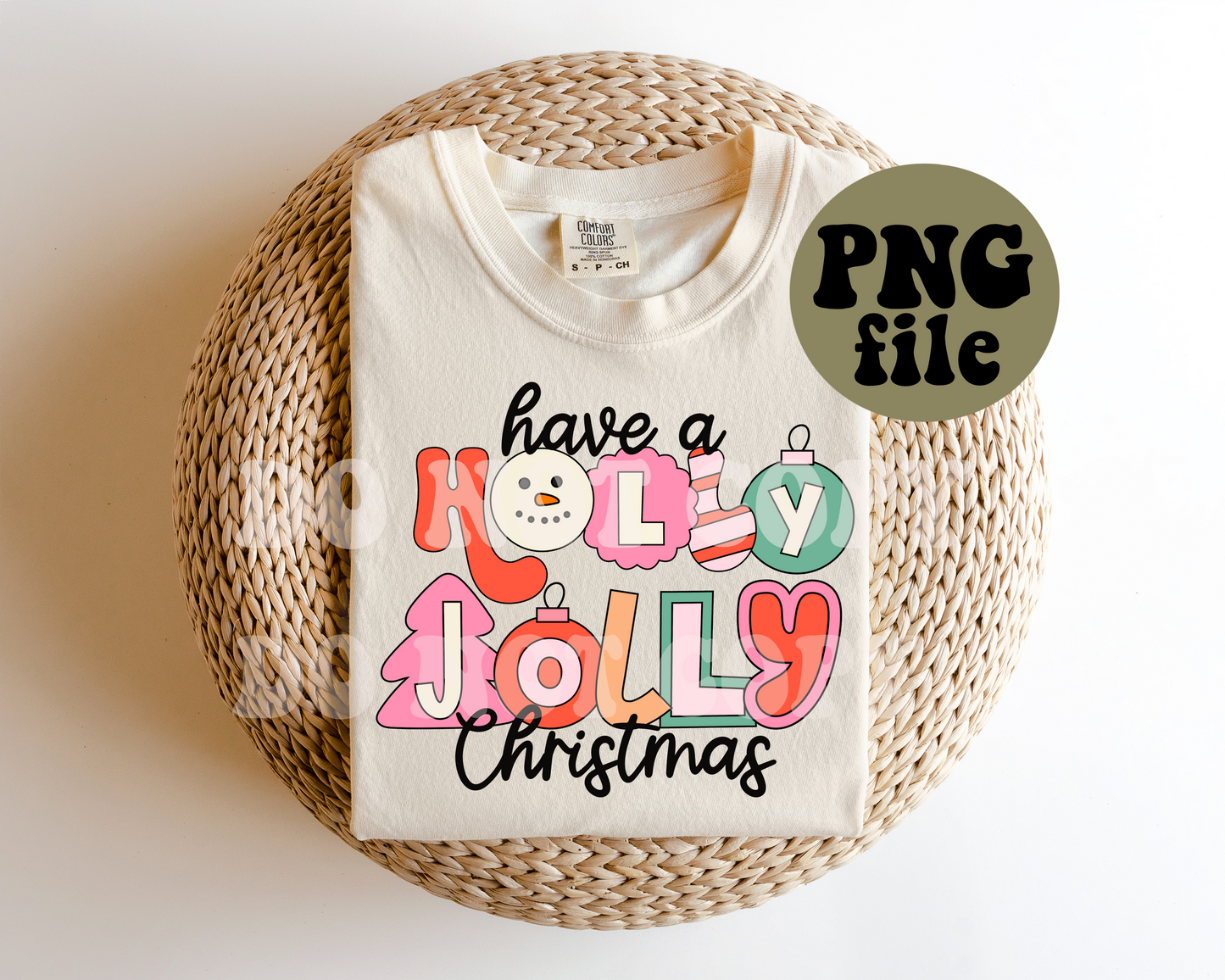 Christmas Retro Holly Jolly | Digital Download | PNG File