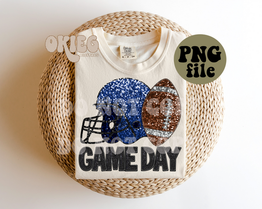 Game Day Football | Blue | Digital Download | PNG File