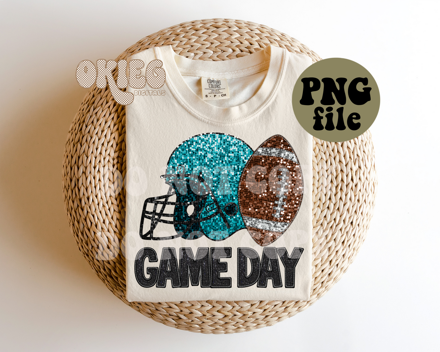 Game Day Football | Lt Blue | Digital Download | PNG File