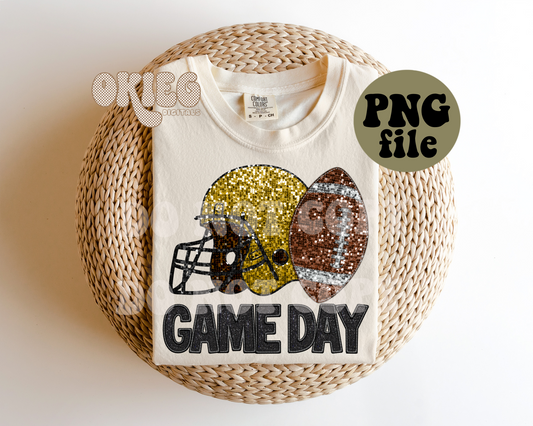Game Day Football | Gold | Digital Download | PNG File