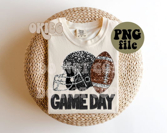 Game Day Football | Black | Digital Download | PNG File
