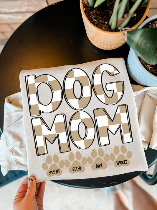 Beige Checkered Dog Mom + Prints