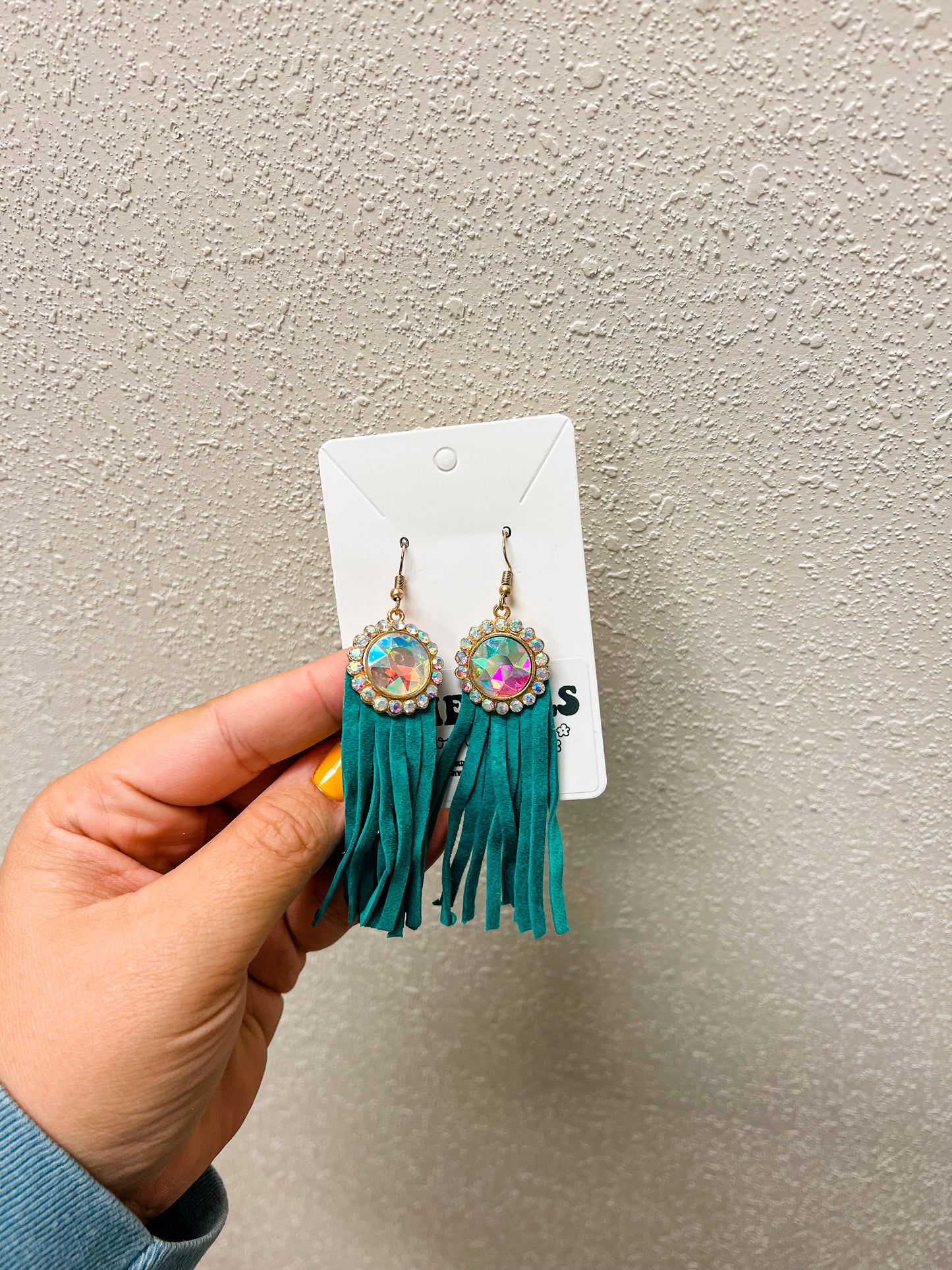 Stone Turq Fringe Earring