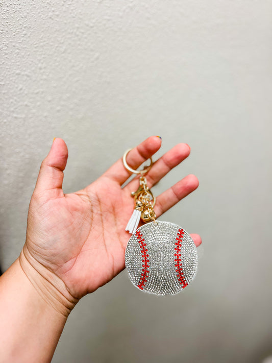 Stone Baseball Keychain